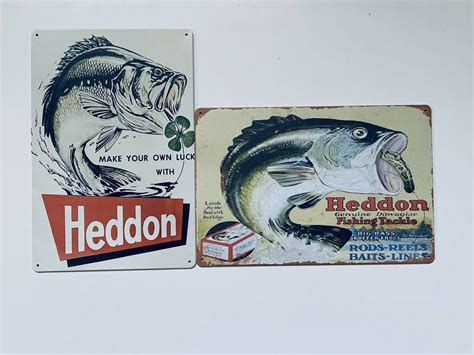 【未使用】ブリキ看板 20×30㎝ Heddon へドン 2枚 セット Daiwa ダイワ 魚 釣り 釣具 フィッシング 魚拓 バス ガレージ インテリア 新品 Pro 378の落札情報詳細