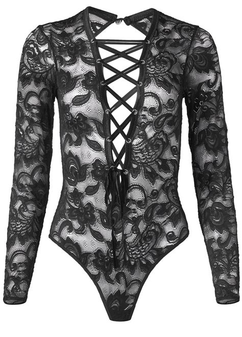 Long Sleeve Lace Bodysuit In Venus Lace Bodysuit Long Sleeve Lace