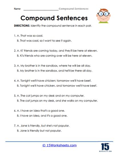 Compound Sentences Worksheets Worksheets