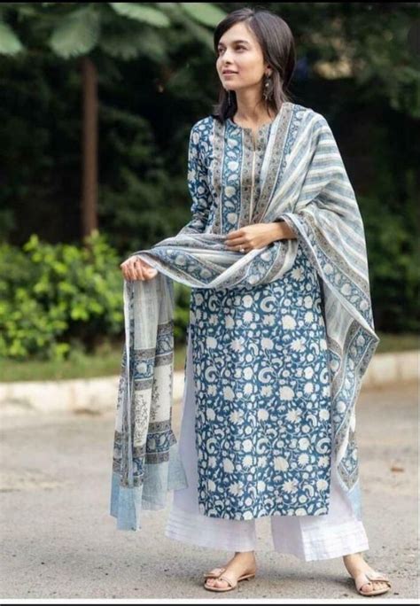 Women Pakistani Readymade Salwar Kameez Dupatta Printed Cotton Kurta