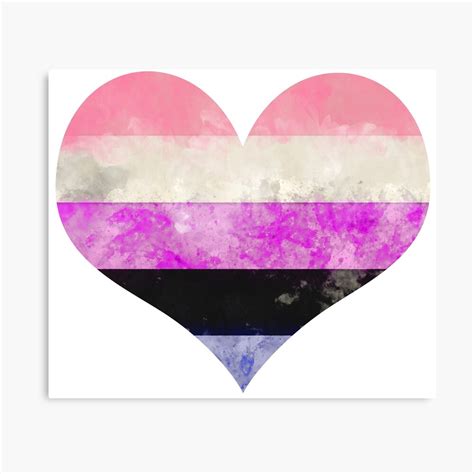 Genderfluid Pride Heart Watercolor Canvas Print By Meowornever Redbubble