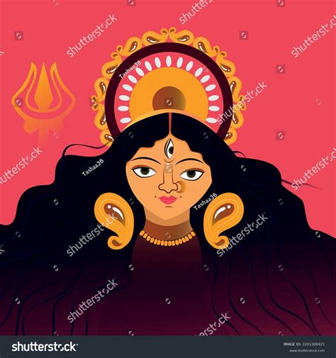 Indian God Durga Face Happy Druga Stock Vector (Royalty Free ...