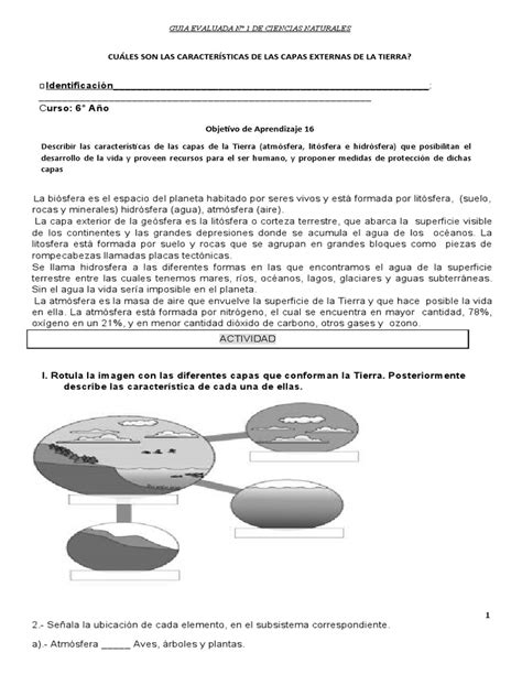 Guia Capas De La Atmosfera 6° Básico Pdf Tierra Atmósfera