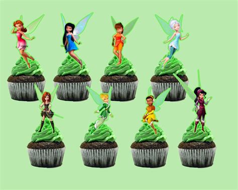 Printable Disney Fairies Tinkerbell Cupcake Toppers Cupcake Etsy