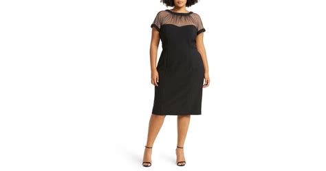 Maggy London Illusion Yoke Crepe Cocktail Dress In Black Lyst