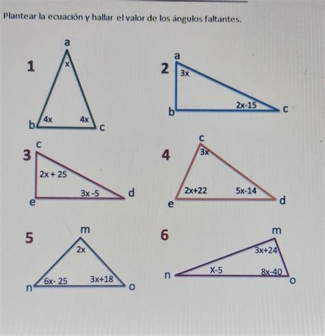 Plantear La Ecuacion Y Hallar El Valor De Los Angulos Faltantes Doy