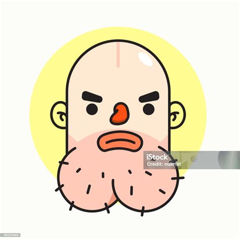 A Funny Face Of A Man With Big Chin Stock Illustration Download Image