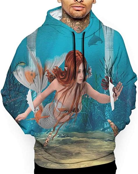 Hoodies Sweatshirt Men 3d Print Mermaid Lifelike Mermaid