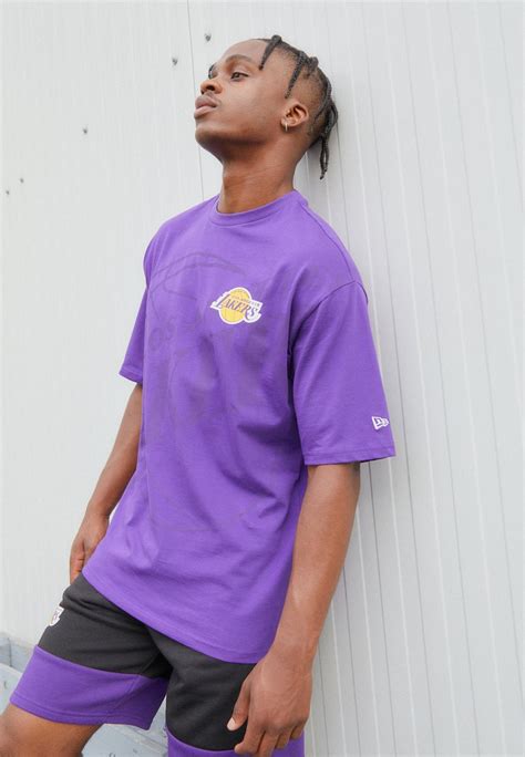 New Era Los Angeles Lakers Logo Oversize Tee T Shirt Print Lilac