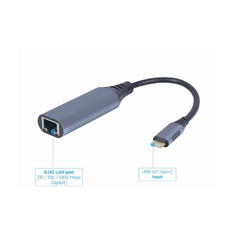 USB Type C Gigabit Network Adapter Space Grey Ethernet GEMBIRD LAN