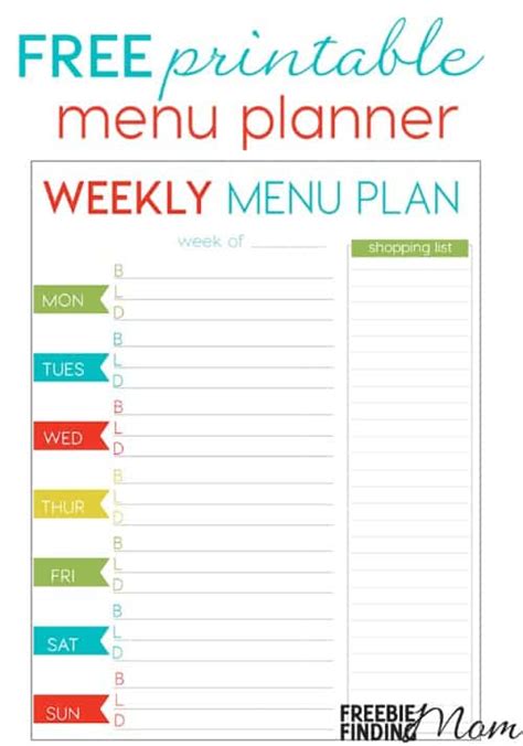 Weekly Dinner Menu Template