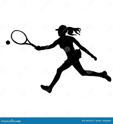 Silhouette Of A Female Tennis Player Stock Vector Illustration Of