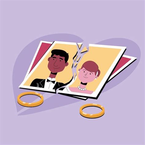 Concepto De Divorcio Con Fotos Y Anillos De Boda Vector Gratis