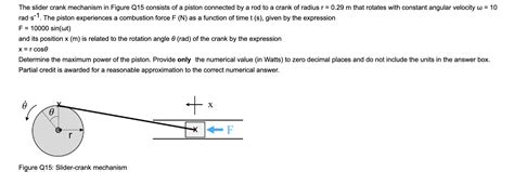 Solved The Slider Crank Mechanism In Figure Q15 Consists Of