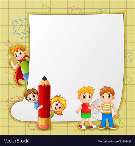 Paper Template With Happy Kids Royalty Free Vector Image