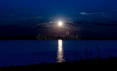 Moon in the Sky with the Reflection on the Lake Stock Photo - Image of ...