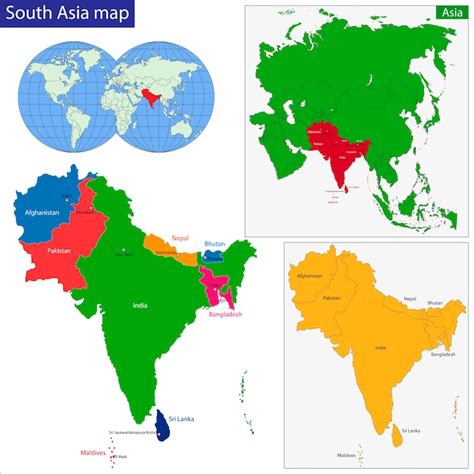 Premium Vector | Southern Asia map