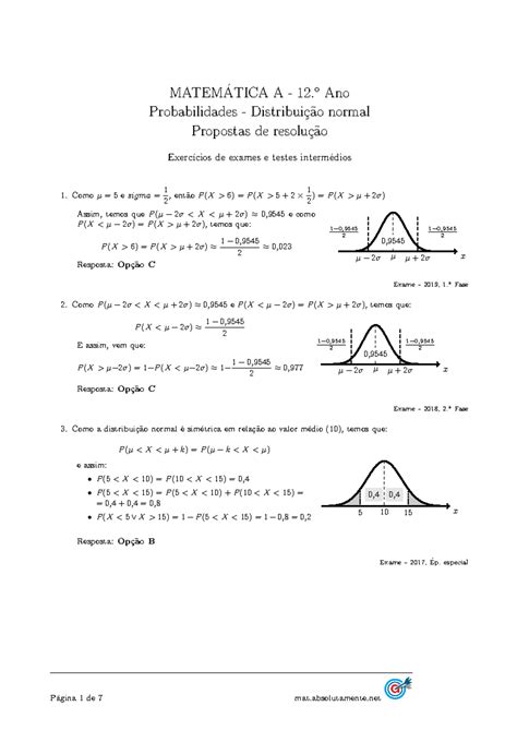 Distribuicao normal resolução MATEM ATICA A 12 o Ano