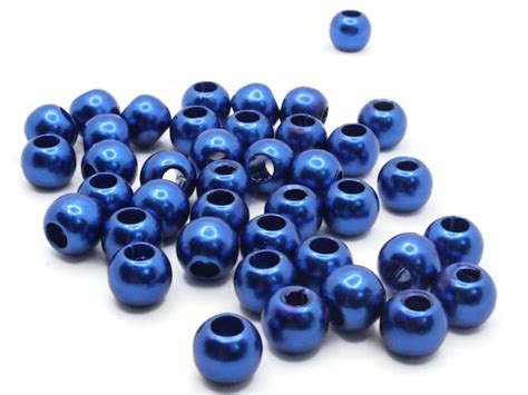 40 12mm Large Hole Pearls Royal Blue Pearl Beads European Etsy