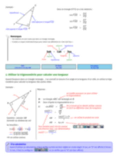 SOLUTION Cours Triangles Rectangles Et Trigonometrie 3eme Annee