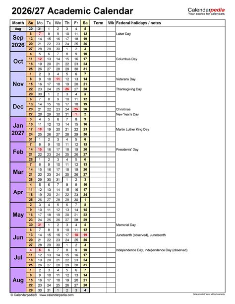 A Comprehensive Guide To The Academic Calendar 2026 2027 School