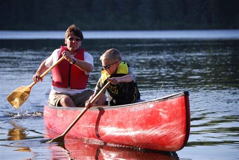 Free Picture Father Son Paddle Canoe River