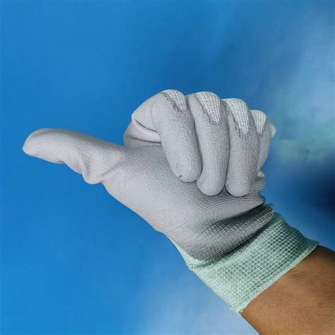 Esd Clean Room Pu Palm Coated Nylon Carbon Fiber Anti Static Gloves