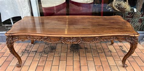 Proantic Monumental Louis Xv Style Curved Table In Walnut L Cm