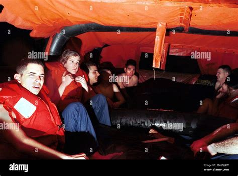 Recruits From Division 109 Awaiting Rescue In A Life Raft During The