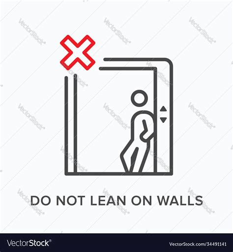 Do Not Lean On Walls Flat Line Icon Royalty Free Vector