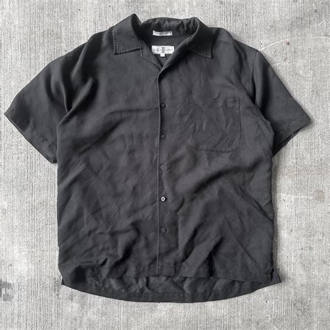 polyester rayon black open color short sleeve shirt
