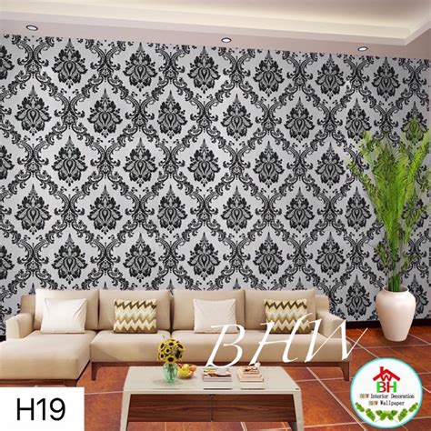 Bhw Wallpaper Self Adhesive Elegant Design Silver And Black Pvc