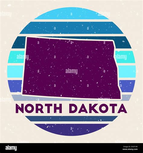 Logotipo De Dakota Del Norte Signo Con El Mapa De Nosotros Estado Y