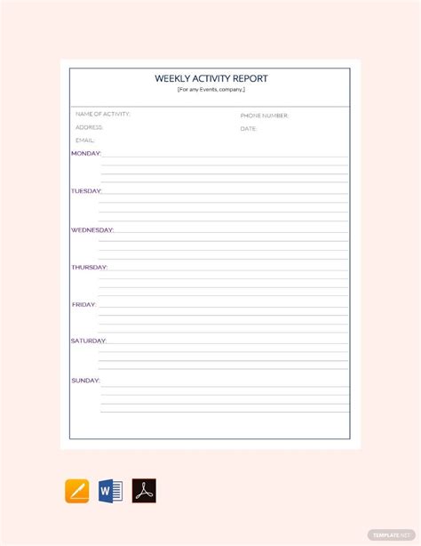 Weekly Activity Report Template in Word, Pages, Google Docs - Download ...