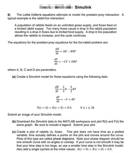 Solved 6 The Lotka Volterra Equations Attempts To Model The Chegg