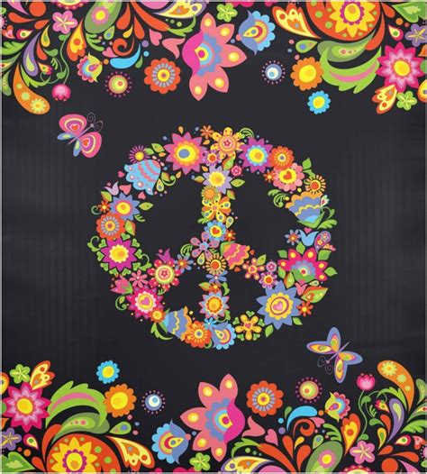 Skysonic Hippie Peace Symbol Paisley Flowers Large Dishwasher Magnet