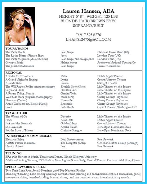 Nice Outstanding Acting Resume Sample To Get Job Soon Acting Resume