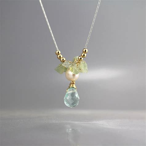 Aquamarine Necklace Aquamarine Silver Necklace Aquamarine - Etsy