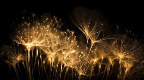 Premium Photo A Dandelion With Gold And Black Background