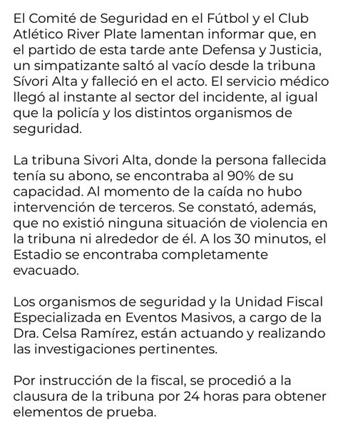 No Hubo Intervenci N De Terceros River Public Un Comunicado Y