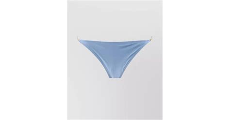 Ganni Symbolic High Cut Leg Bikini Bottom With Tone Hardware In Blue Lyst