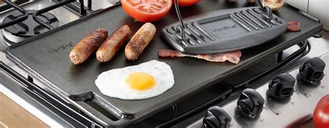 Vonshef Black Pre Seasoned Cast Iron Reversible Griddle Plate And Meatbacon Press18 X