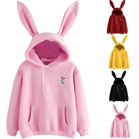 Hirigin Ladies Cute Bunny Rabbit Ears Hoodie Hoody Sweatshirt Pullover