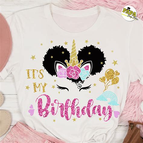 Its My Birthday Unicorn Svg Birthday Afro Girl Svg Etsy