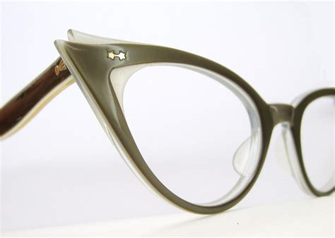 Vintage 50s Womens Grey Cat Eye Eyeglasses By Vintage50seyewear