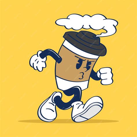 Premium Vector | Coffee with paper cup running in rush cartoon