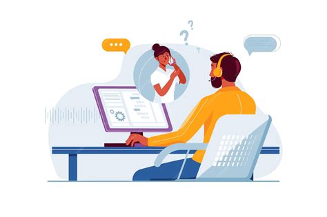 call center concept  people scene   flat cartoon design  call