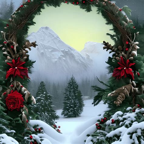 Beautiful Snowy Mountain Christmas Scene · Creative Fabrica