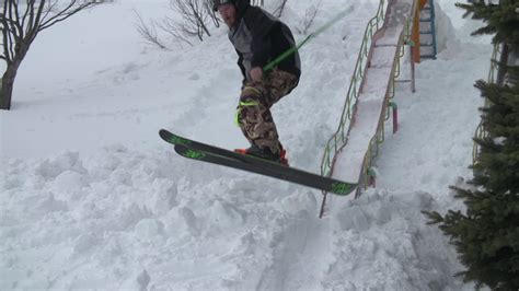 Skier Performs Trick Using Slide Jukin Licensing