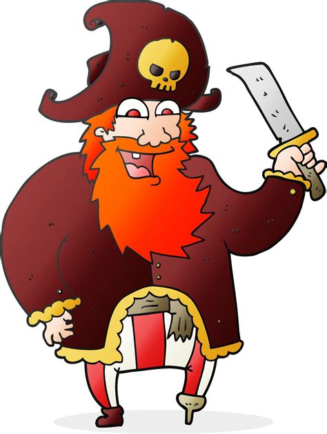 Freehand Drawn Cartoon Pirate Captain Vector Art At Vecteezy